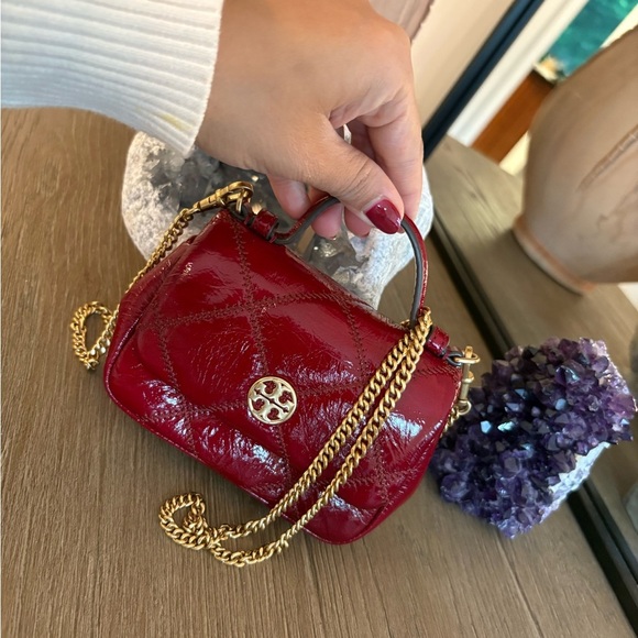 Red Quilted Leather Chain Bag - Picture 3 of 6